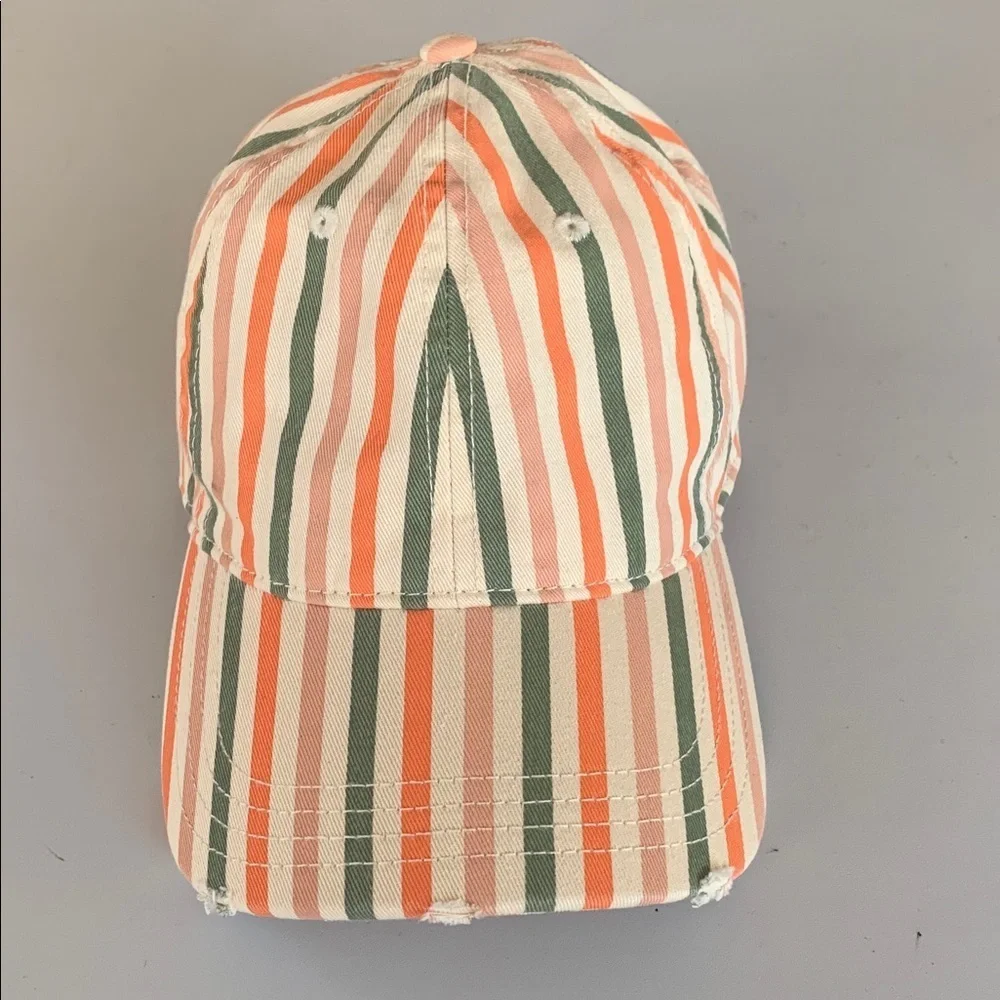 Aerie Funky Striped Distressed Colorful Casual Sporty Ballcap Adjustable OS
